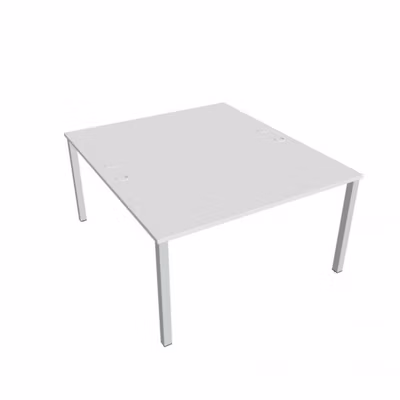 Pracovný stôl Uni, zdvojený, 140x75,5x160 cm, biela/sivá