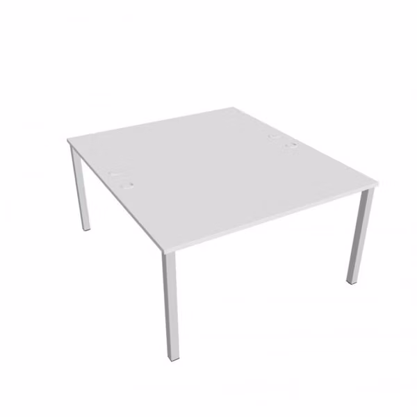 Pracovný stôl Uni, zdvojený, 140x75,5x160 cm, biela/sivá