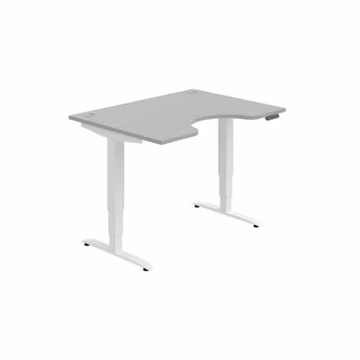 Pracovný stôl Motion Ergo, PO, 3S, 120x61-128x90 cm, sivá/biela