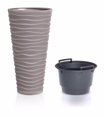 Kvetináč SAND SLIM s vložkou 34,9 cm - farba: antracitová