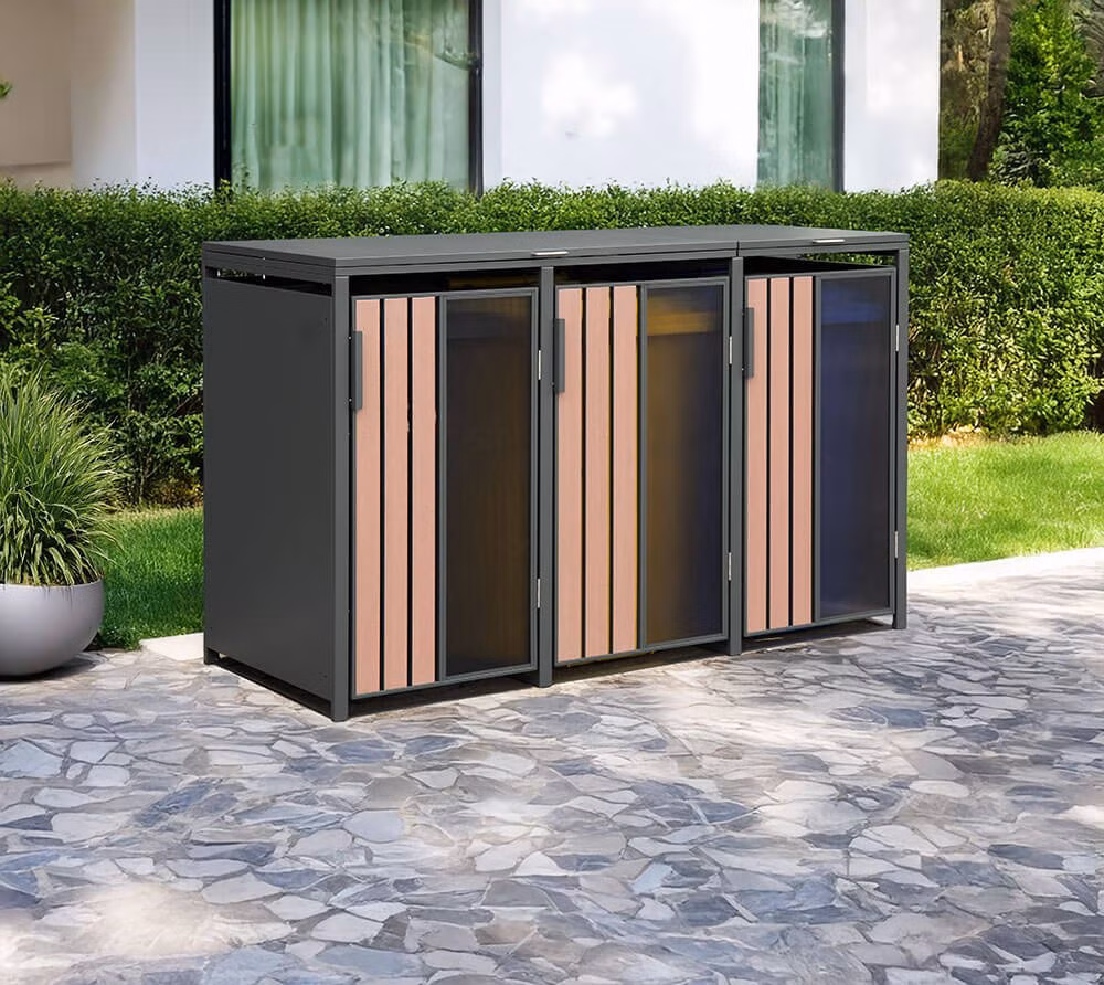 Westmann Status 3 kovový box na odpadkové koše 3x 240l 198 x 80 x 116 cm, antracit