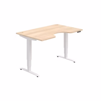 Pracovný stôl Motion Ergo, PO, 3S, 140x61-128x90 cm, agát/biela