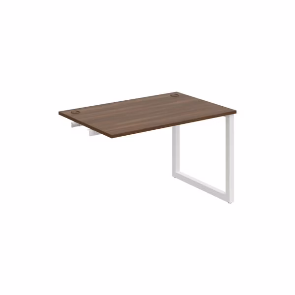 Pracovný stôl UNI O, k pozdĺ. reťazeniu, 140x75,5x80 cm, orech/biela