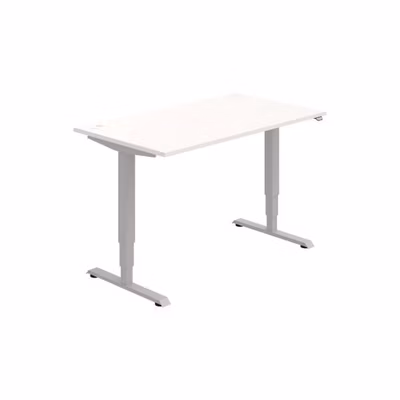 Pracovný stôl RUN, ZO, 3S, 140x64,5-130,5x80 cm, biela/sivá