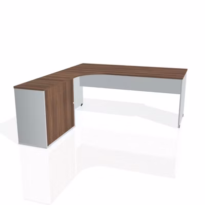 Pracovný stôl Gate, ergo, pravý, 180x75,5x200 cm, orech/sivá