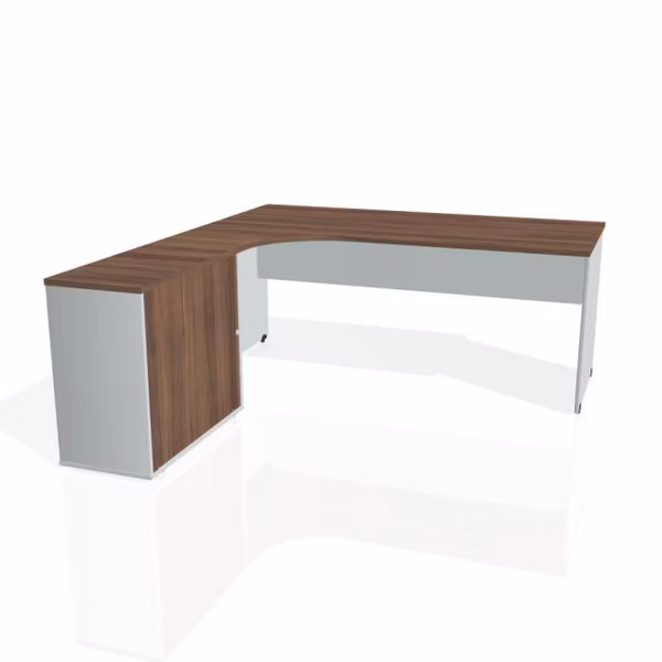 Pracovný stôl Gate, ergo, pravý, 180x75,5x200 cm, orech/sivá