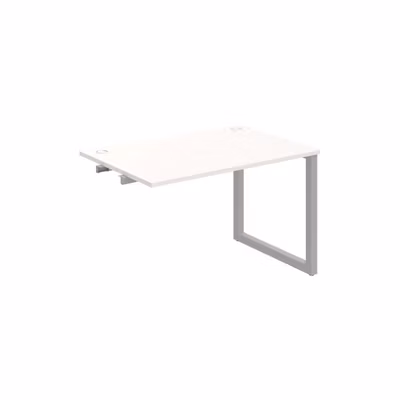 Pracovný stôl UNI O, k pozdĺ. reťazeniu, 140x75,5x80 cm, biela/sivá