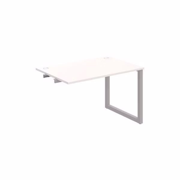 Pracovný stôl UNI O, k pozdĺ. reťazeniu, 140x75,5x80 cm, biela/sivá