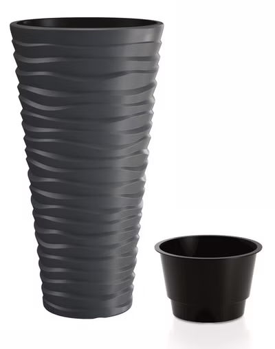 Kvetináč SAND SLIM s vložkou 29,6 cm - farba: antracitová