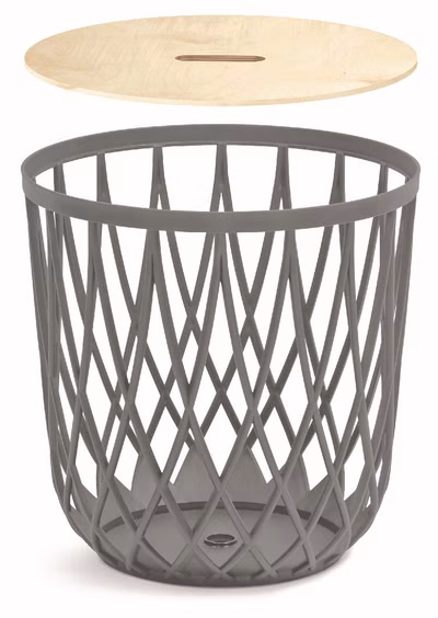 Univerzálny kôš UNIQUBO s dreveným vekom 33,7 cm - farba: sivý kameň