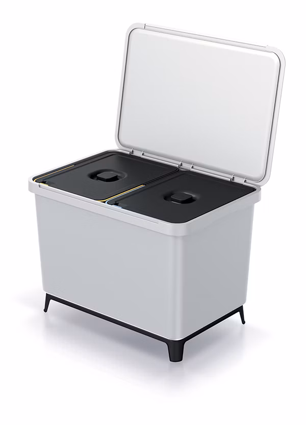 Odpadkový kôš SYSTEMA - objem: 2x23 l, farba: popol