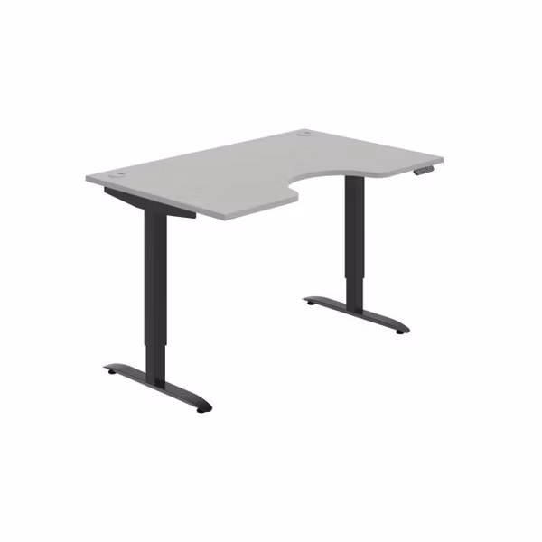 Pracovný stôl Motion Ergo, PO, 2S, 140x70,5-120,5x90 cm, sivá/čierna