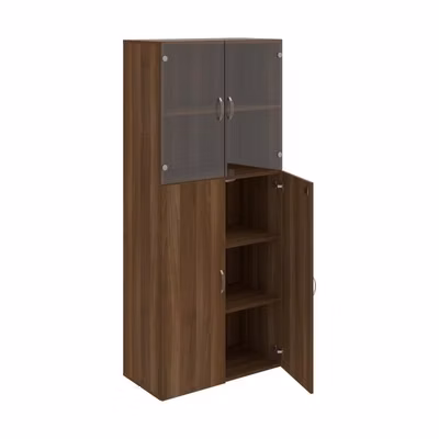 Policová skriňa Drive, zámok, 80x185x42 cm, orech/orech