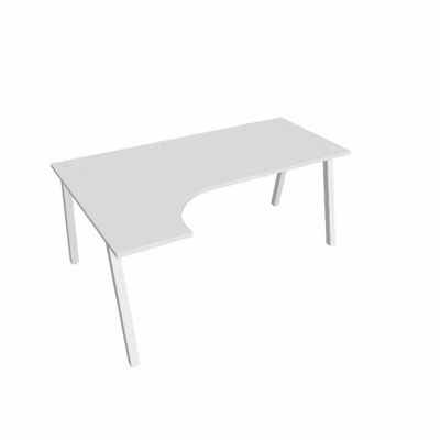 Pracovný stôl UNI A, ergo, pravý, 180x75,5x120 cm, biela/biela