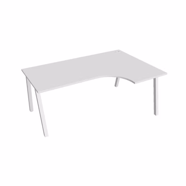 Pracovný stôl UNI A, ergo, ľavý, 180x75,5x120 cm, biela/biela