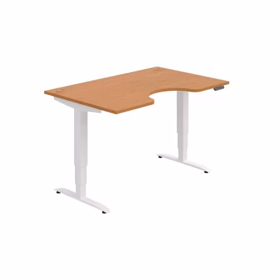 Pracovný stôl Motion Ergo, PO, 3S, 140x61-128x90 cm, jelša/biela