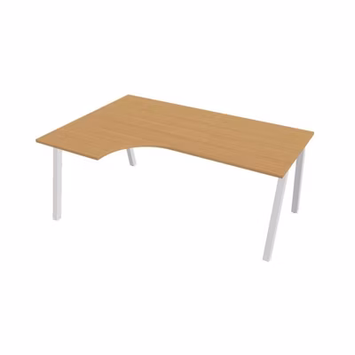 Pracovný stôl UNI A, ergo, pravý, 180x75,5x120 cm, buk/biela