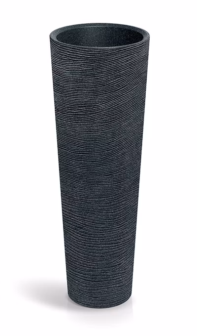 Kvetináč TUBRA ROUND SLIM HIGH 40 cm - farba: čierna žula