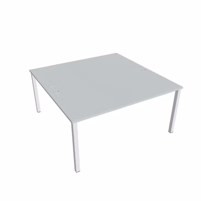 Pracovný stôl Uni, zdvojený, 160x75,5x160 cm, sivá/biela