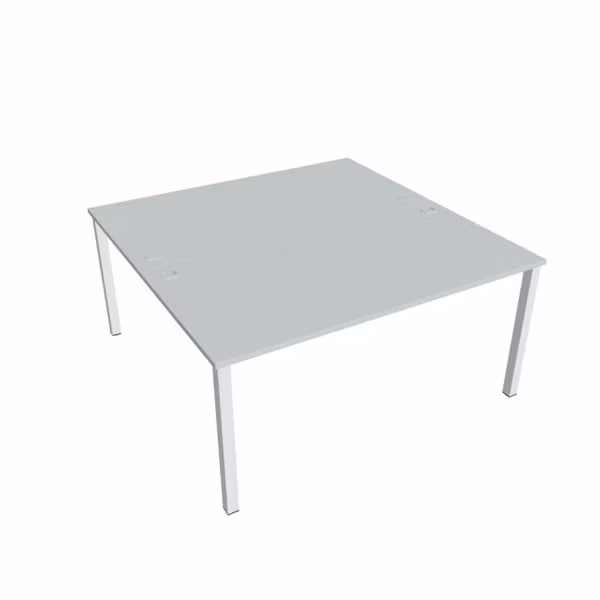 Pracovný stôl Uni, zdvojený, 160x75,5x160 cm, sivá/biela