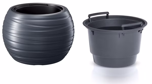 Kvetináč MAZE okrúhly s vložkou 39,6 cm - farba: antracitová