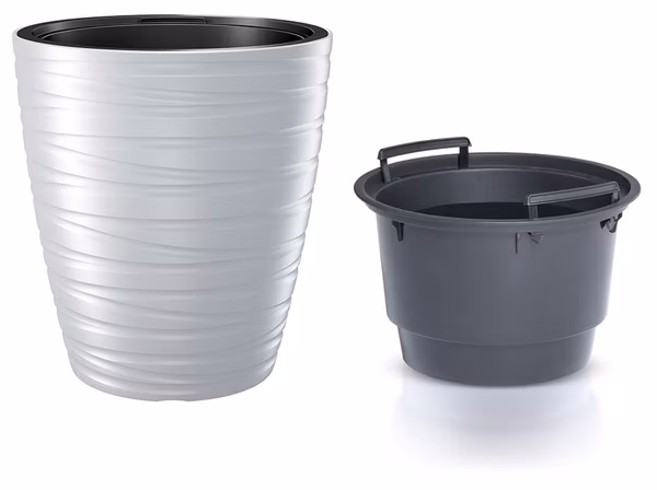 Kvetináč MAZE s vložkou 37,5 cm - farba: biela