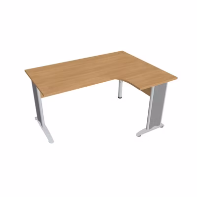 Pracovný stôl Cross, ergo, ľavý, 160x75,5x120 cm, dub/kov