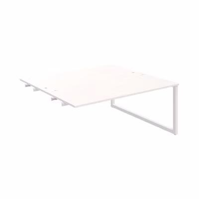 Pracovný stôl UNI O, k pozdĺ. reťazeniu, 180x75,5x160 cm, biela/biela