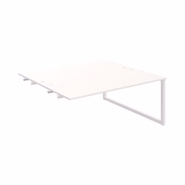 Pracovný stôl UNI O, k pozdĺ. reťazeniu, 180x75,5x160 cm, biela/biela
