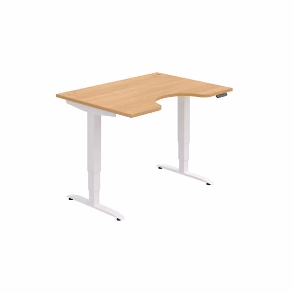 Pracovný stôl Motion Ergo, PO, 3S, 120x61-128x90 cm, dub/biela