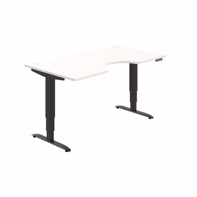 Pracovný stôl Motion Ergo, PO, 3S, 160x61-128x90 cm, biela/čierna