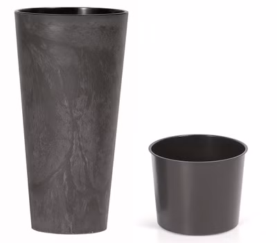 Kvetináč TUBUS SLIM BETON EFFECT s vložkou 15 cm - farba: antracitová