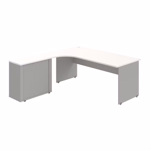 Pracovný stôl Gate, ergo, pravý, 180x75,5x200 cm, biela/sivá