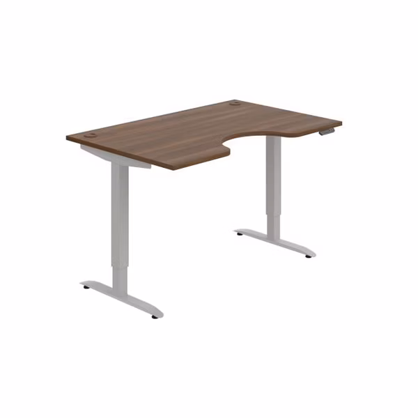 Pracovný stôl Motion Ergo, PO, 2S, 140x70,5-120,5x90 cm, orech/sivá