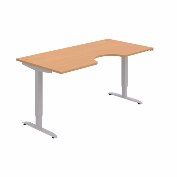 Pracovný stôl Motion Ergo, ZO, 2S, 180x70,5-120,5x90 cm, buk/sivá