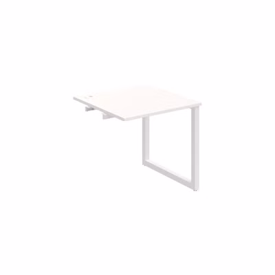 Pracovný stôl UNI O, k pozdĺ. reťazeniu, 80x75,5x80 cm, biela/biela