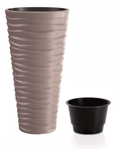 Kvetináč SAND SLIM s vložkou 29,6 cm - farba: mocca