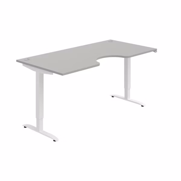 Pracovný stôl Motion Ergo, ZO, 2S, 180x70,5-120,5x90 cm, sivá/biela