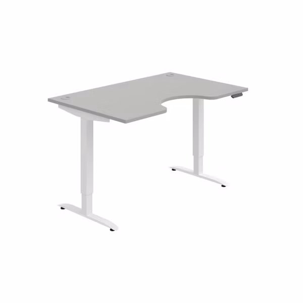 Pracovný stôl Motion Ergo, PO, 2S, 140x70,5-120,5x90 cm, sivá/biela