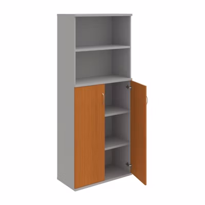 Policová skriňa Strong, 80x192x40 cm, čerešňa/sivá