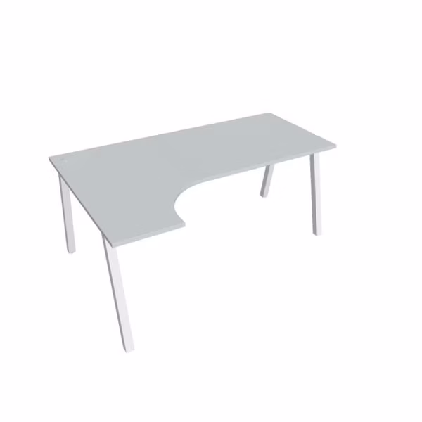 Pracovný stôl UNI A, ergo, pravý, 180x75,5x120 cm, sivá/biela