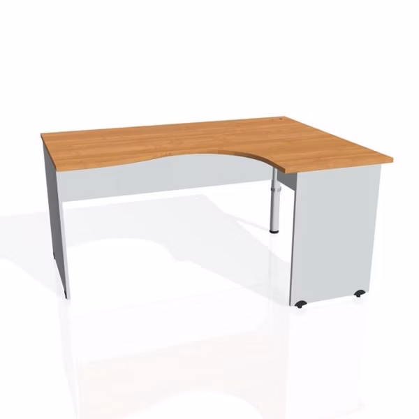 Pracovný stôl Gate, ergo, ľavý, 160x75,5x120 cm, jelša/sivá