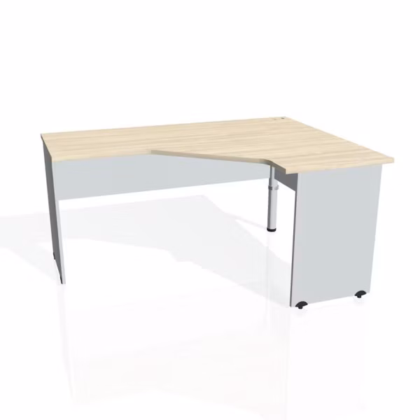 Pracovný stôl Gate, ergo, ľavý, 160x75,5x120 cm, agát/sivá