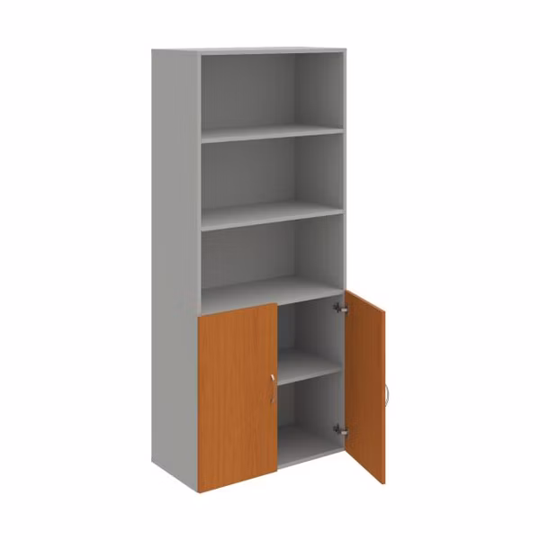 Policová skriňa Drive, 80x185x42 cm, čerešňa/sivá