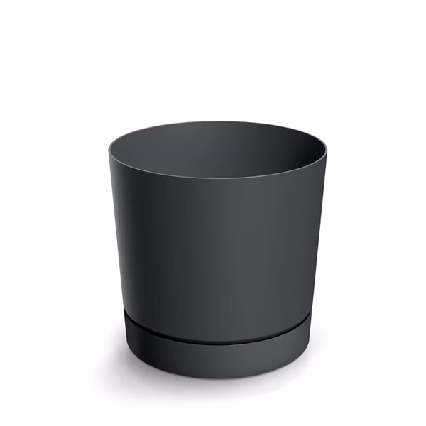 Kvetináč TUBO P s miskou 19,9 cm - farba: tmavosivá