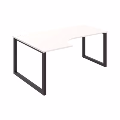 Pracovný stôl UNI O, ergo, pravý, 180x75,5x120 cm, biela/čierna