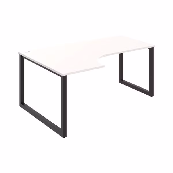 Pracovný stôl UNI O, ergo, pravý, 180x75,5x120 cm, biela/čierna