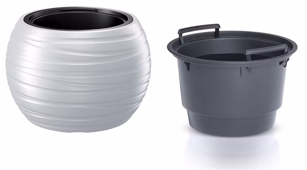 Kvetináč MAZE okrúhly s vložkou 39,6 cm - farba: biela