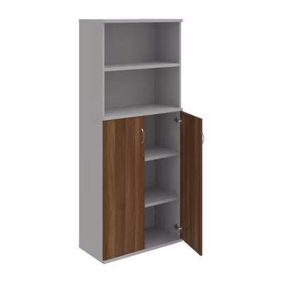 Policová skriňa Strong, 80x192x40 cm, orech/sivá