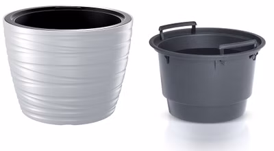 Nízky kvetináč MAZE s vložkou 37,5 cm - farba: biela